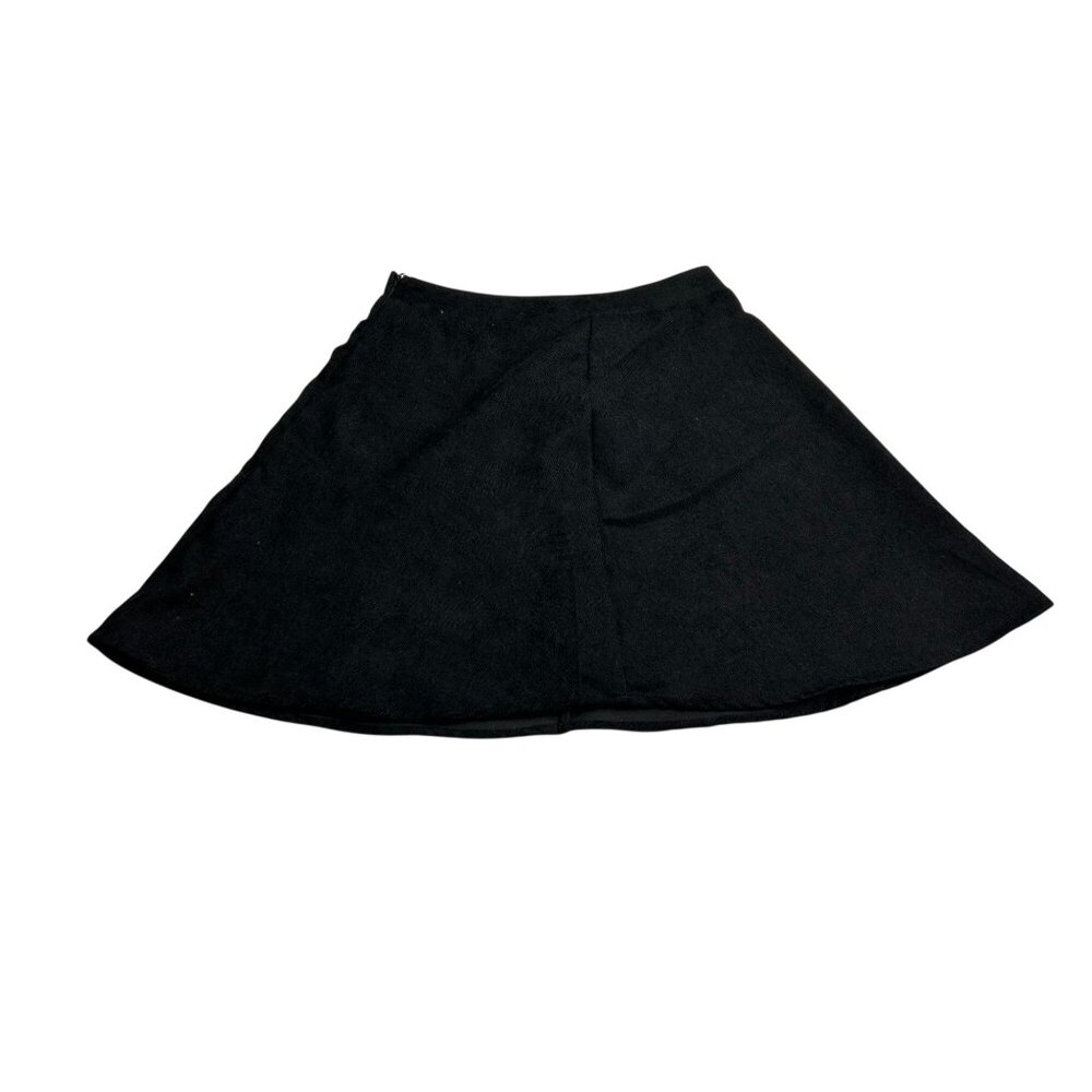 Black Polyester A-Line Skater Skirt Womens S Machine Washable